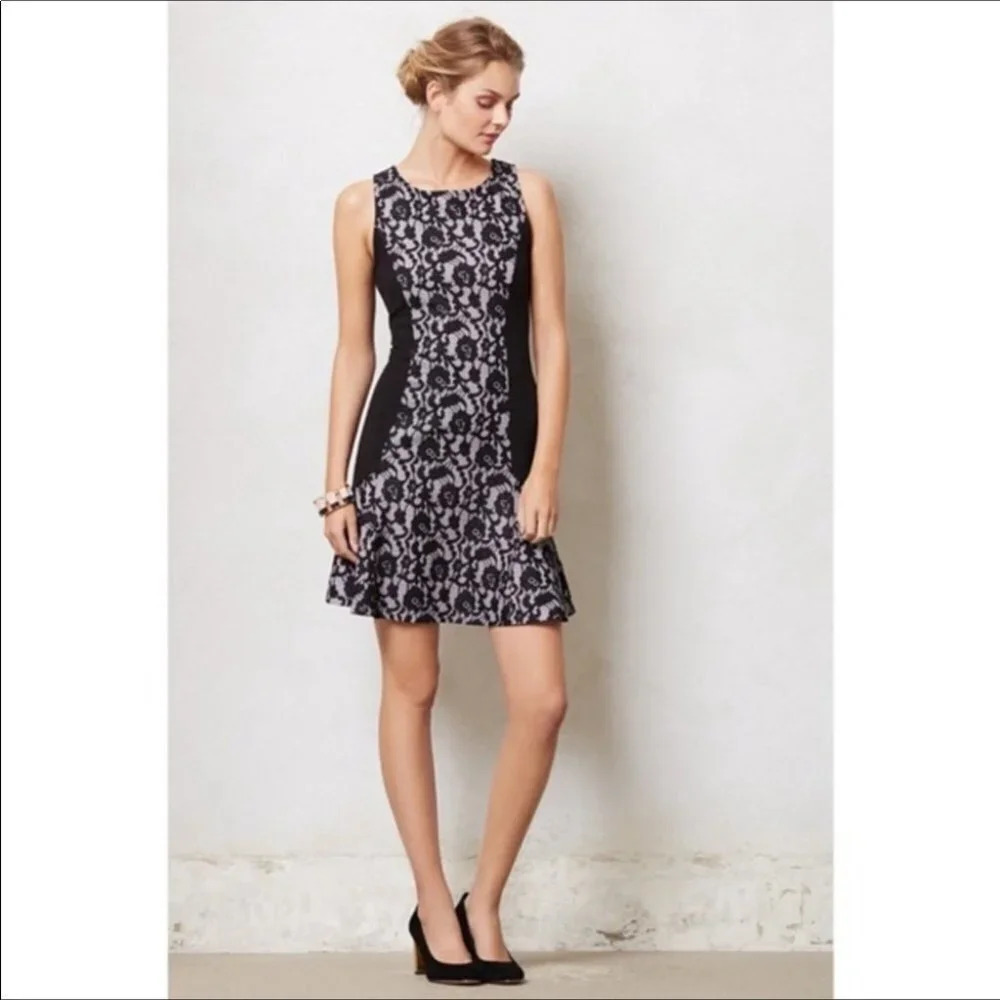 Anthropologie Maeve Sirena Black Lilac Lace Dress
